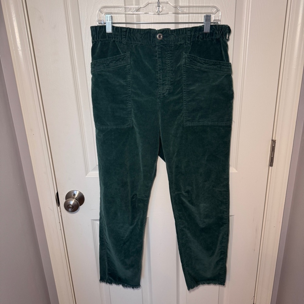 Free People Green Corduroy Straight Leg Pants